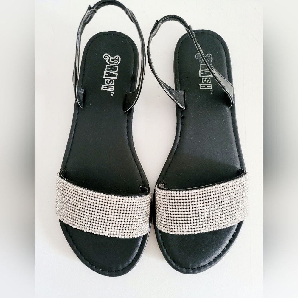 Black and Rhinestone Sandals